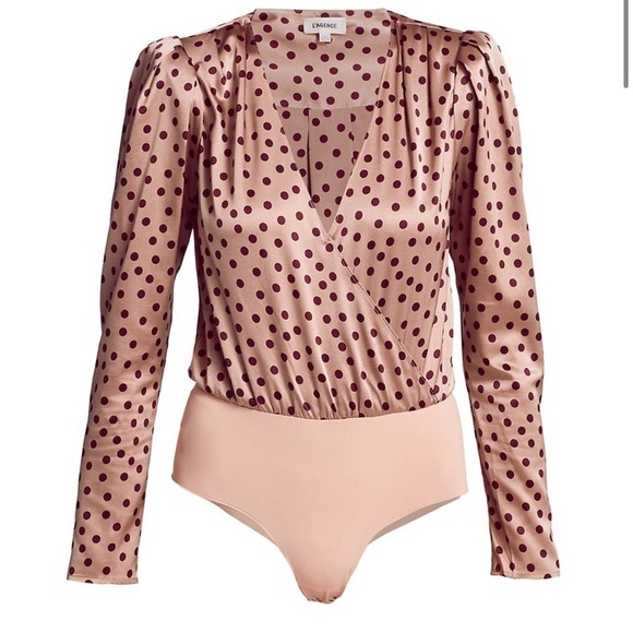 L’AGENCE | Brenda Puff Sleeve Silk Bodysuit Dots Size XS - Picture 3 of 14